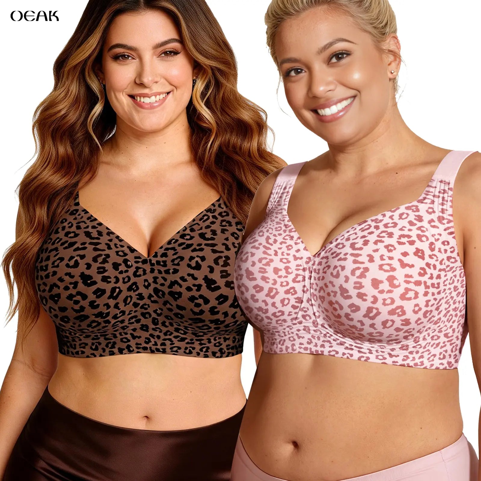 OEAK Womens Jelly Bras Full Coverage Wireless Supportive Bra Push up plus Size Comfort Soft No Underwire Seamless Comfortable Wireless T-Shirt Everyday Bras Wings