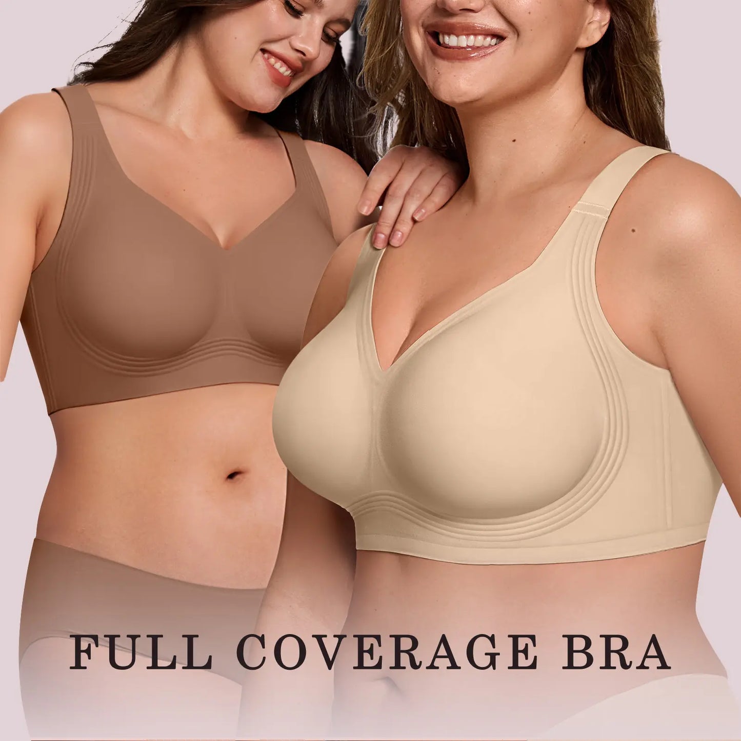 OEAK Womens Jelly Bras Full Coverage Wireless Supportive Bra Push up plus Size Comfort Soft No Underwire Seamless Comfortable Wireless T-Shirt Everyday Bras Wings